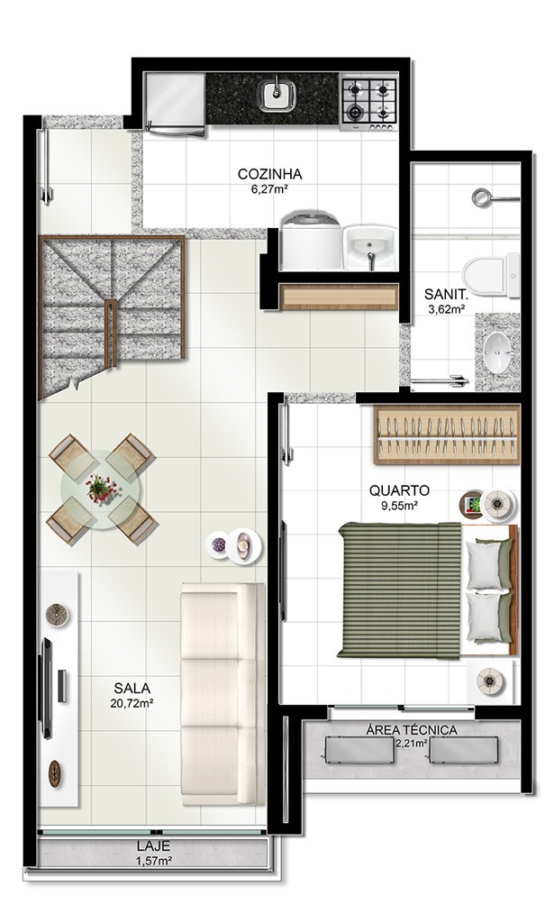 2 Quartos com Cobertura (TÉRREO)