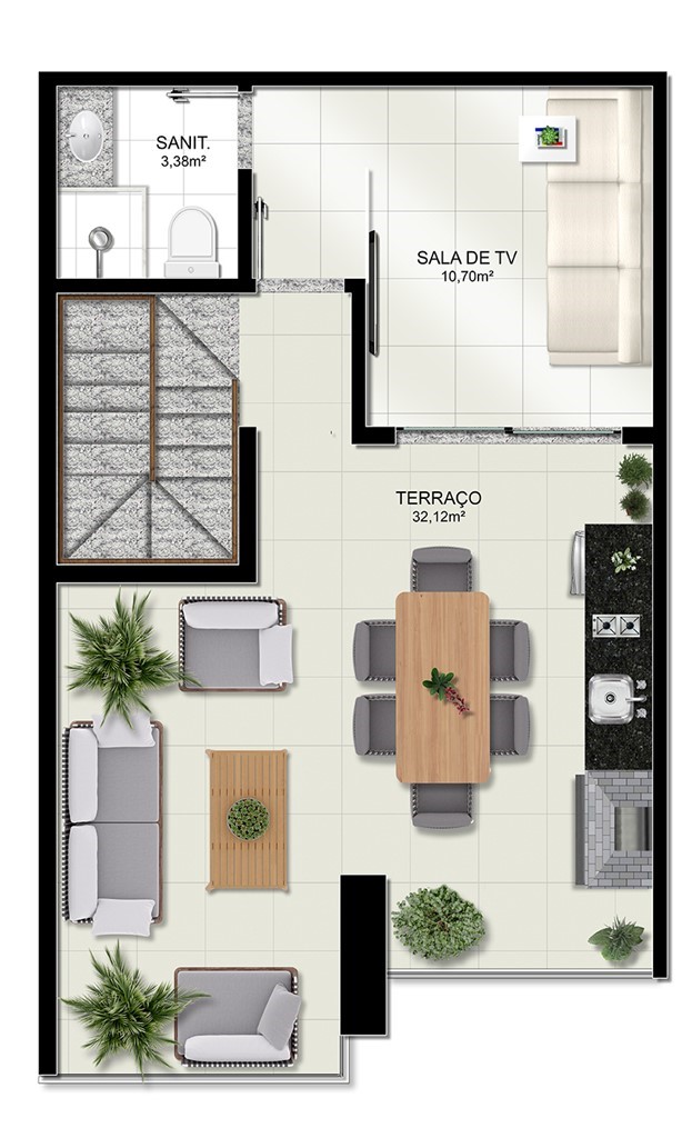 2 Quartos com Cobertura (SUPERIOR)