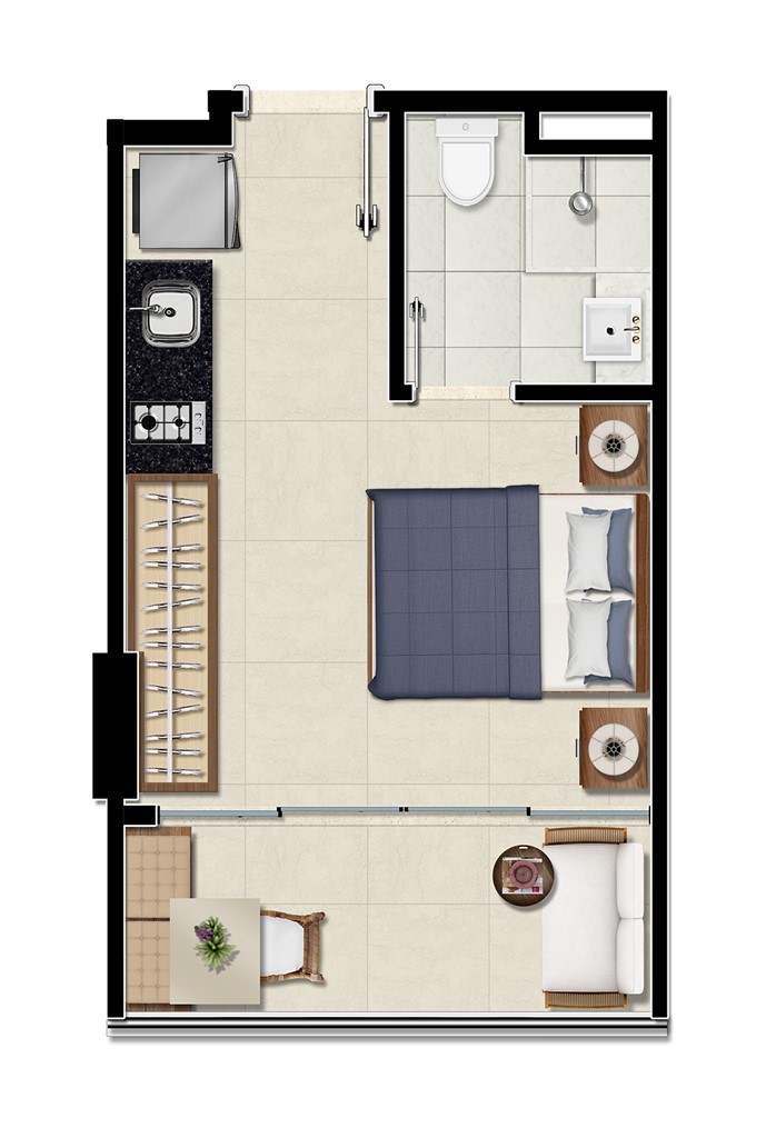 Planta 01 - Studio 22,87m²